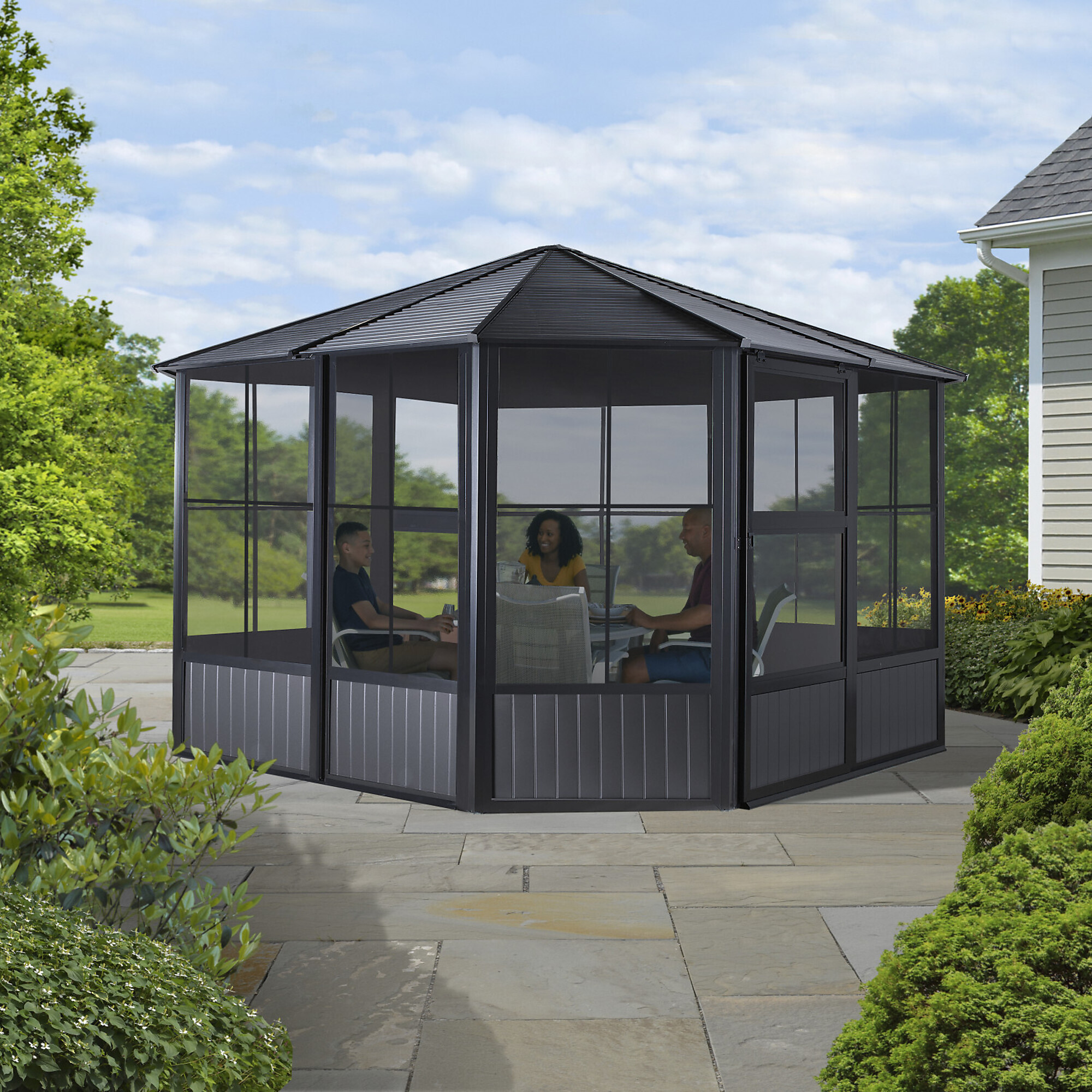 ShelterLogic, 12x12ft. Solarium, Brown, Square, Aluminum, Model# 442-9162998